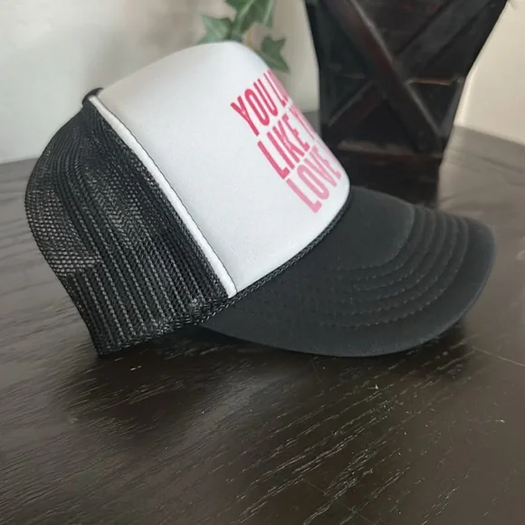 You look like you love me Trucker Hat Country Music Song Theme Pink Black White - Picture 4 of 14
